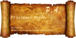 Privigyei Arián névjegykártya